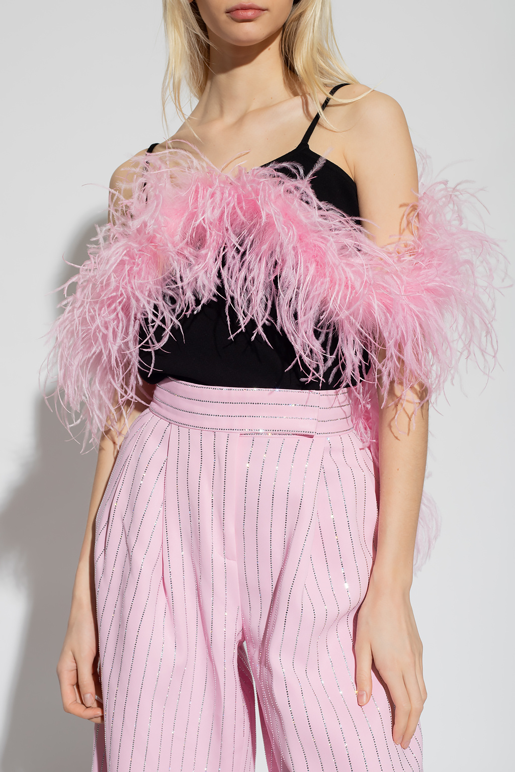 Black Top with ostrich feathers The Attico Vitkac Australia